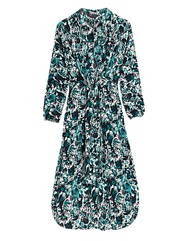 Animal Print Tie Front Midaxi Shirt Dress