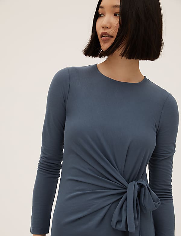 Jersey Round Neck Midi Column Dress