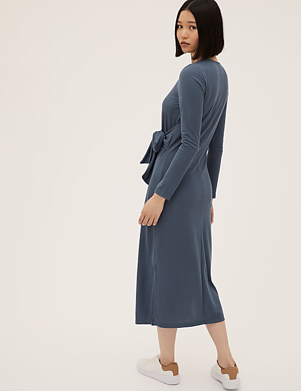 Jersey Round Neck Midi Column Dress