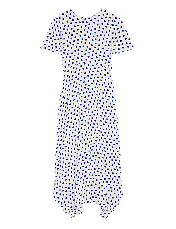 Polka Dot Asymmetric Midi Tea Dress