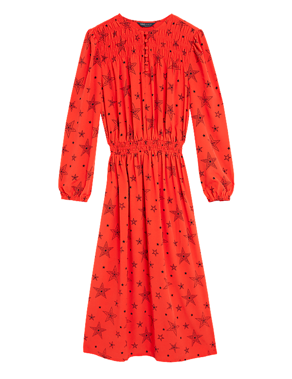 Star Print Midi Waisted Dress