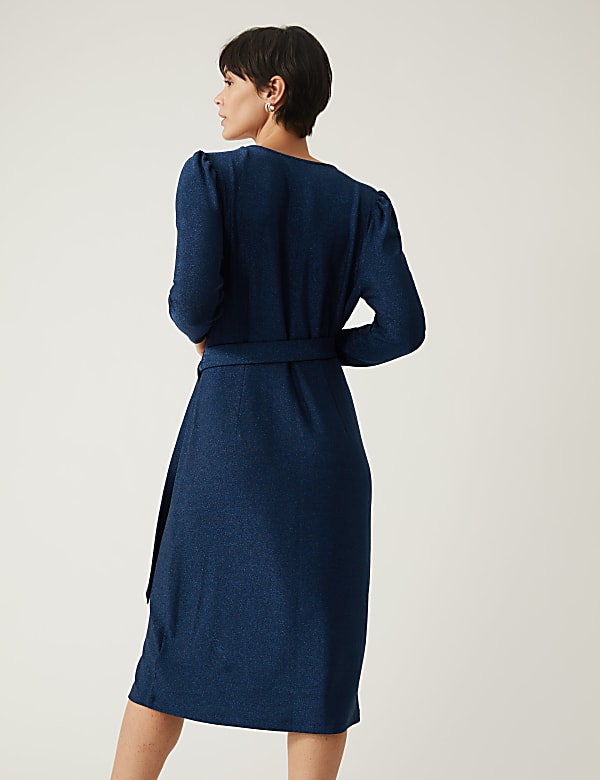 V-Neck Midi Wrap Dress