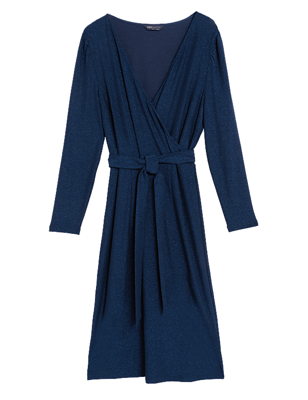 V-Neck Midi Wrap Dress