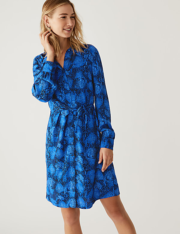 Buy Snake Print Belted Knee Length Shirt Dress at Marks Buy Snake Print Belted Knee Length Shirt Dress at Marks