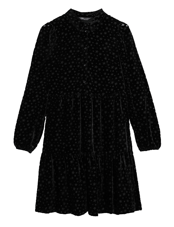 Star Devore Knee Length Shirt Dress