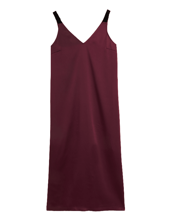 Velvet V-Neck Midi Slip Dress