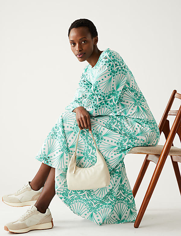 Pure Cotton Broderie Midaxi Tea Dress
