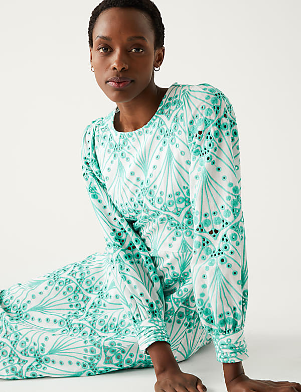 Pure Cotton Broderie Midaxi Tea Dress