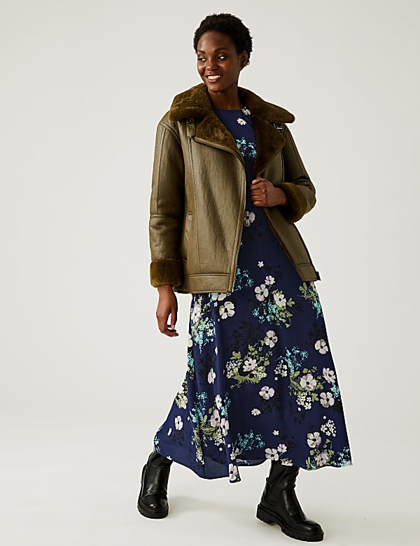 Floral Round Neck Midaxi Tea Dress