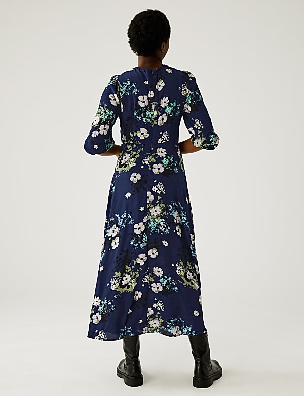 Floral Round Neck Midaxi Tea Dress
