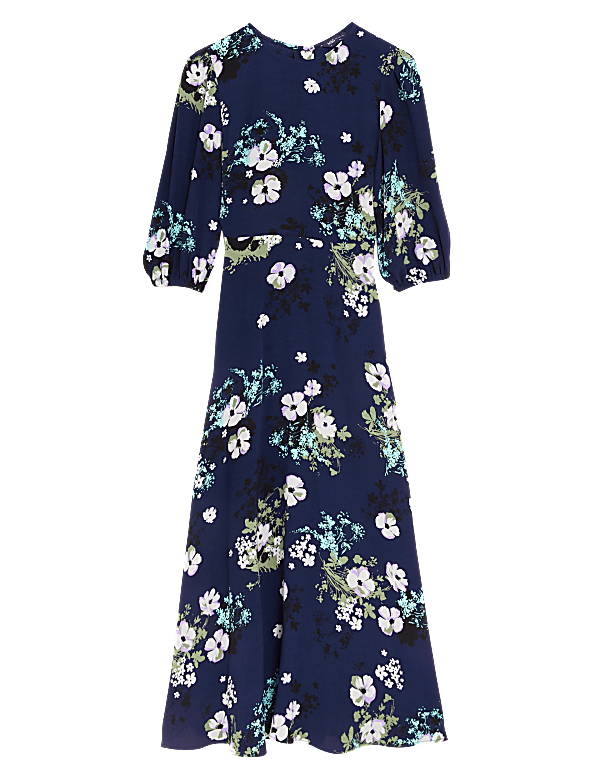 Floral Round Neck Midaxi Tea Dress