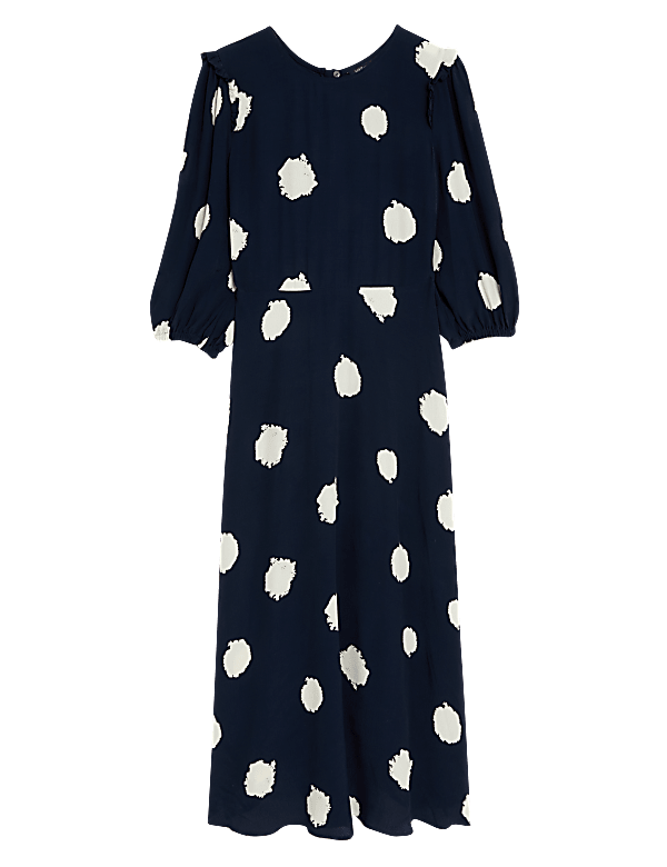 Spot Print Round Neck Midaxi Tea Dress