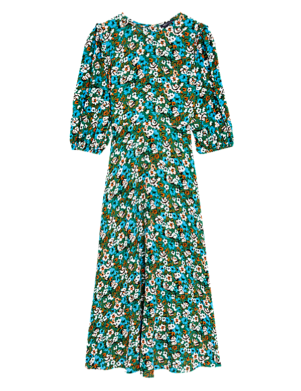 Floral Round Neck Midaxi Tea Dress