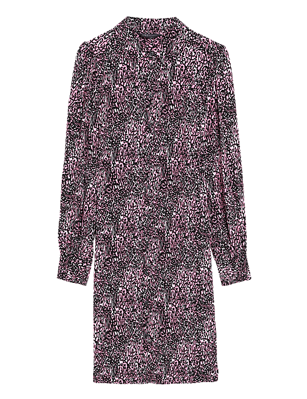 Animal Print Knee Length Shirt Dress