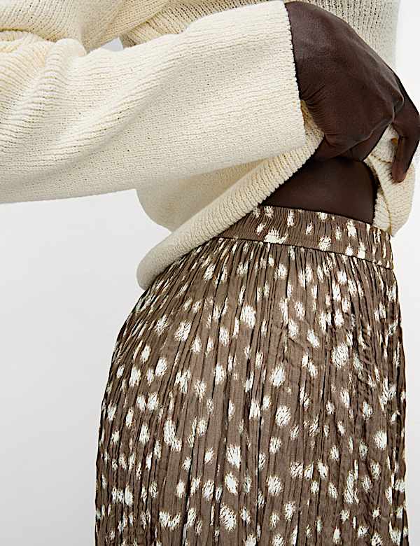 Animal Print Pleated Midaxi Skirt