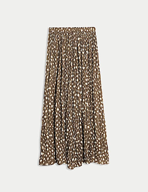 Animal Print Pleated Midaxi Skirt - NZ