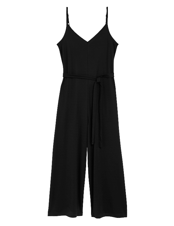 Jersey Cropped Wide Leg Jumpsuit