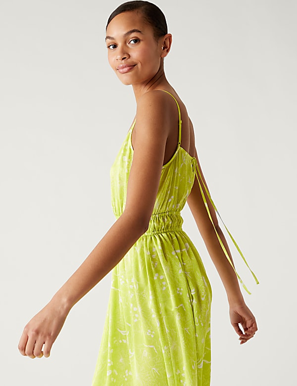 Printed V-Neck Midaxi Waisted Dress