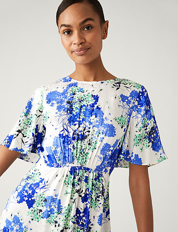 Floral Jacquard Midaxi Tea Dress