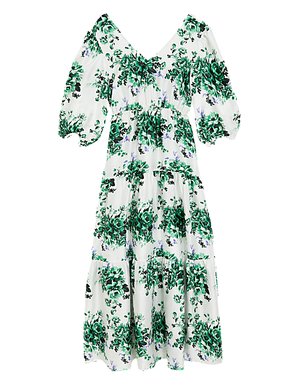 Floral V-Neck Midaxi Tiered Dress