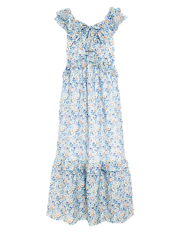 Floral V-Neck Midaxi Tiered Dress