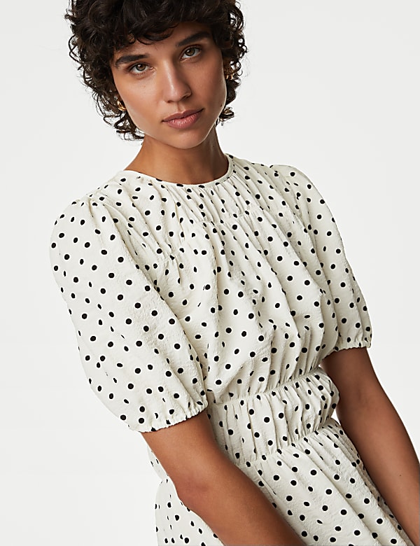 White polka dot smock dress hotsell