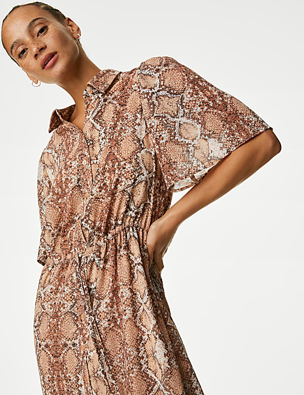 Buy Snake Print Midi Shirt Dress at Marks Spencer