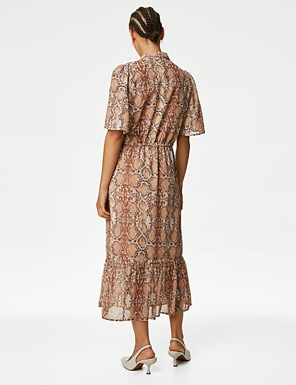 Snake Print Midi Shirt Dress
