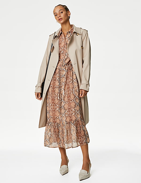 Snake Print Midi Shirt Dress