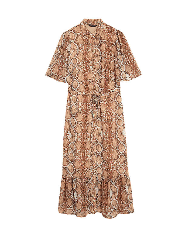 Snake Print Midi Shirt Dress