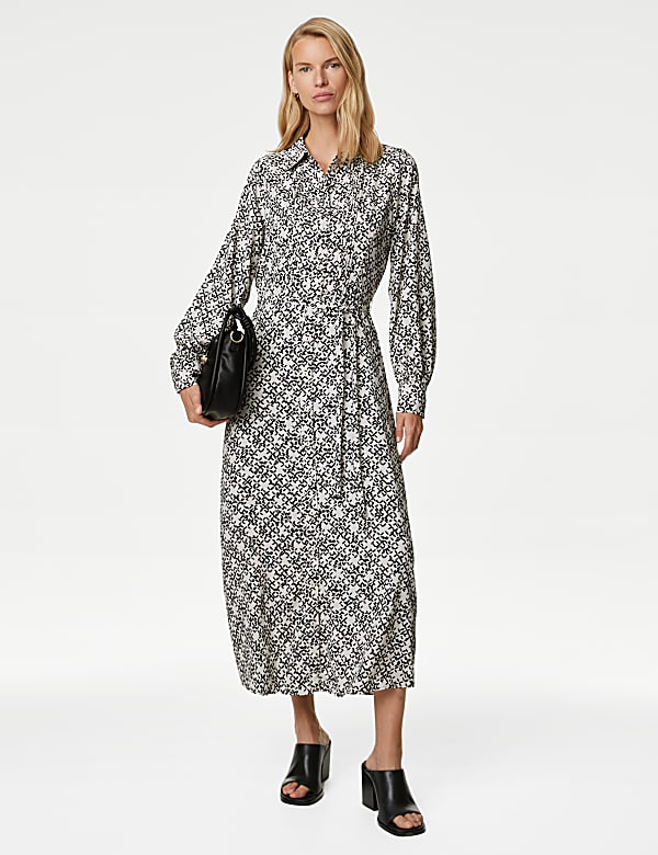 Printed belted dress top
