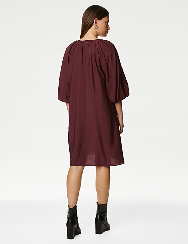 Puff Sleeve Knee Length Shift Dress