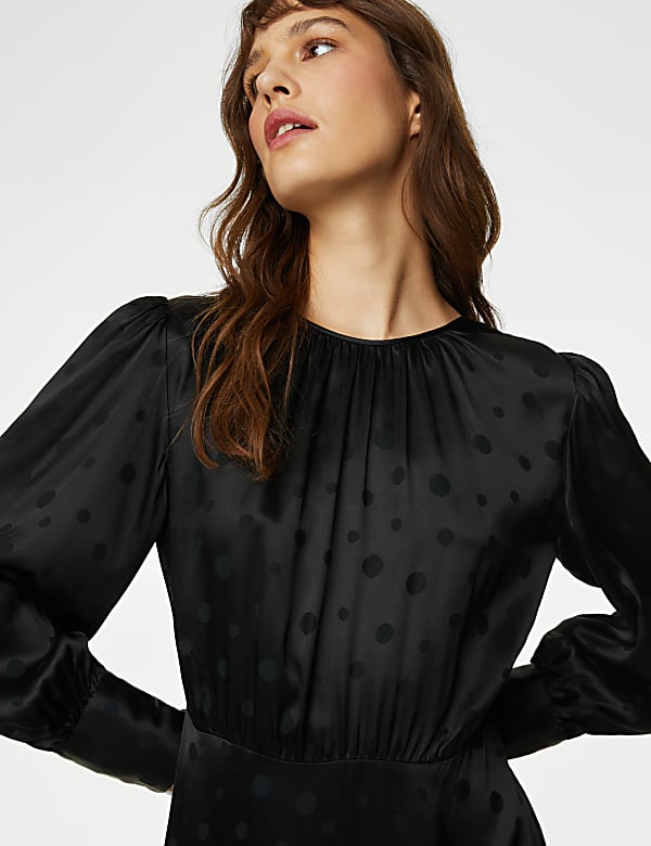 Jacquard Polka Dot Midaxi Tea Dress