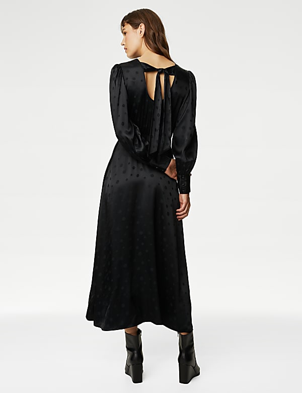 Jacquard Polka Dot Midaxi Tea Dress