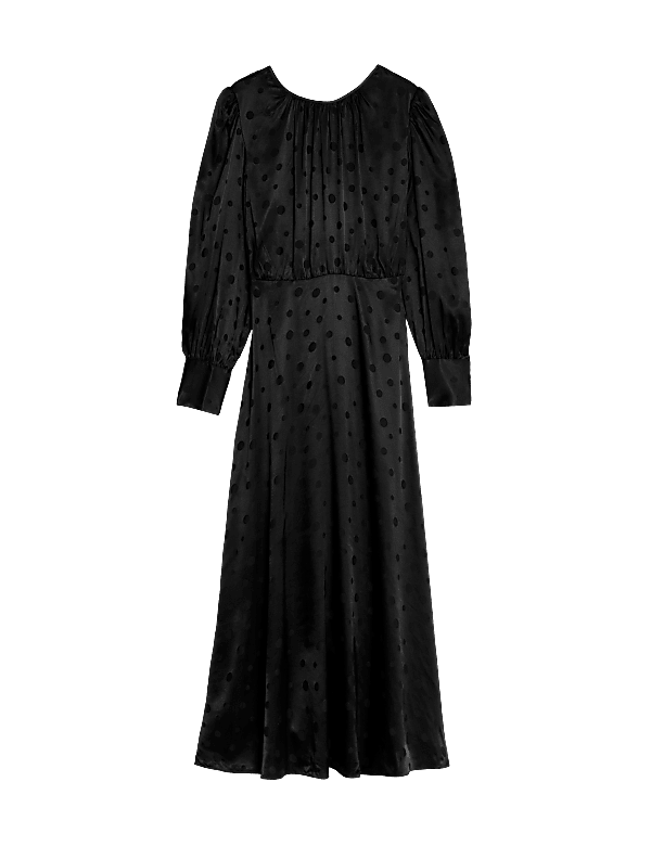 Jacquard Polka Dot Midaxi Tea Dress
