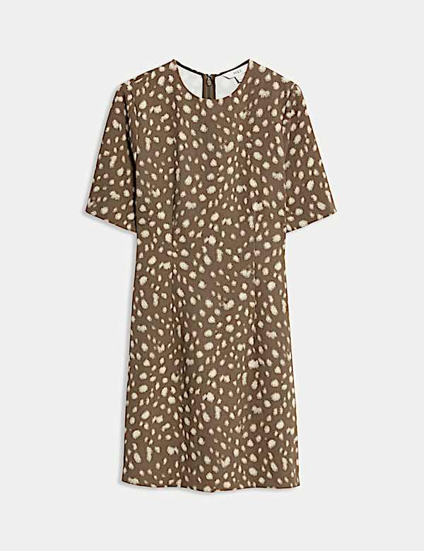 Gaun Terusan Mini Model Kerah Leher Bundar Motif Hewan - ID