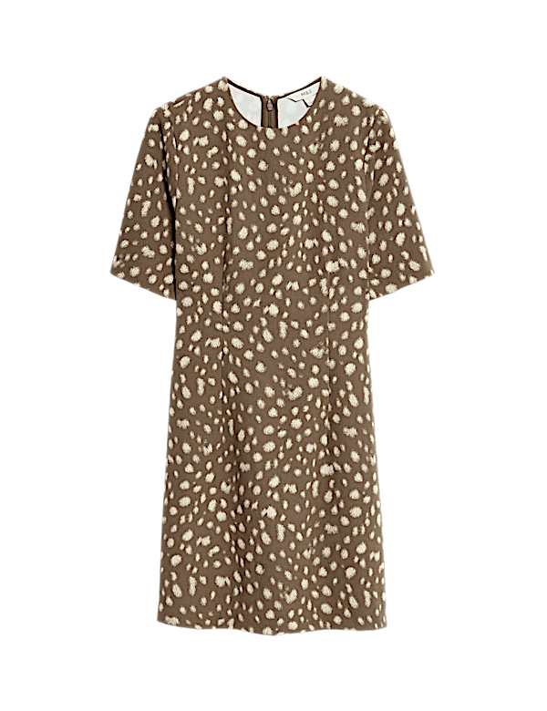 Animal Print Round Neck Mini Shift Dress