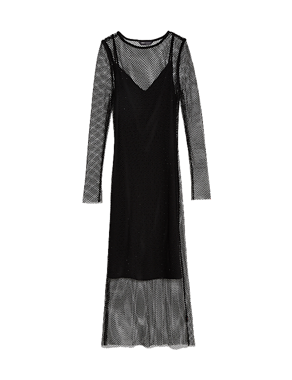 Sparkly Mesh Midi Column Dress