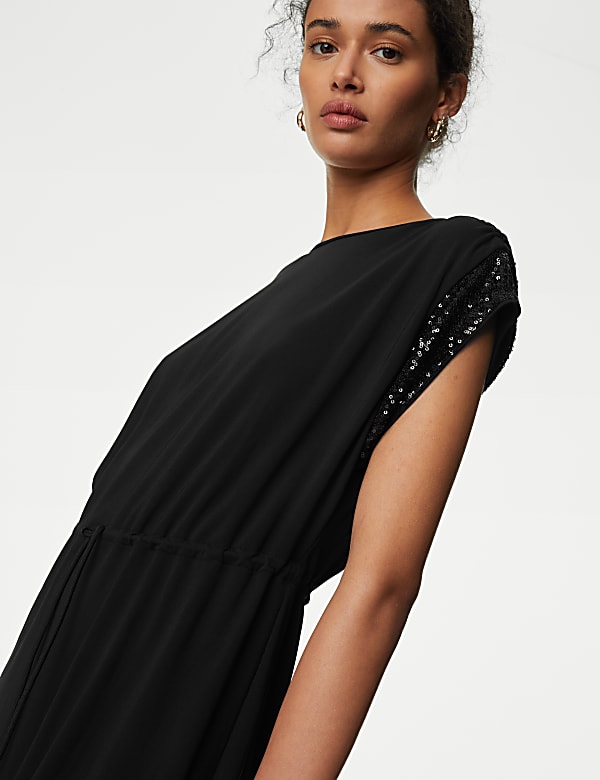 Sequin Embellished Midi Waisted Dress