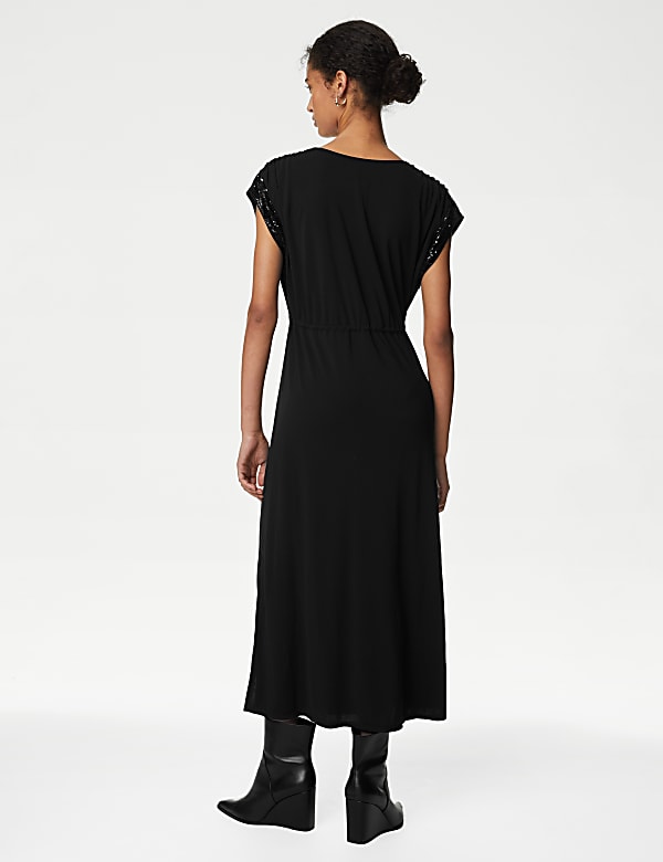 Sequin Embellished Midi Waisted Dress