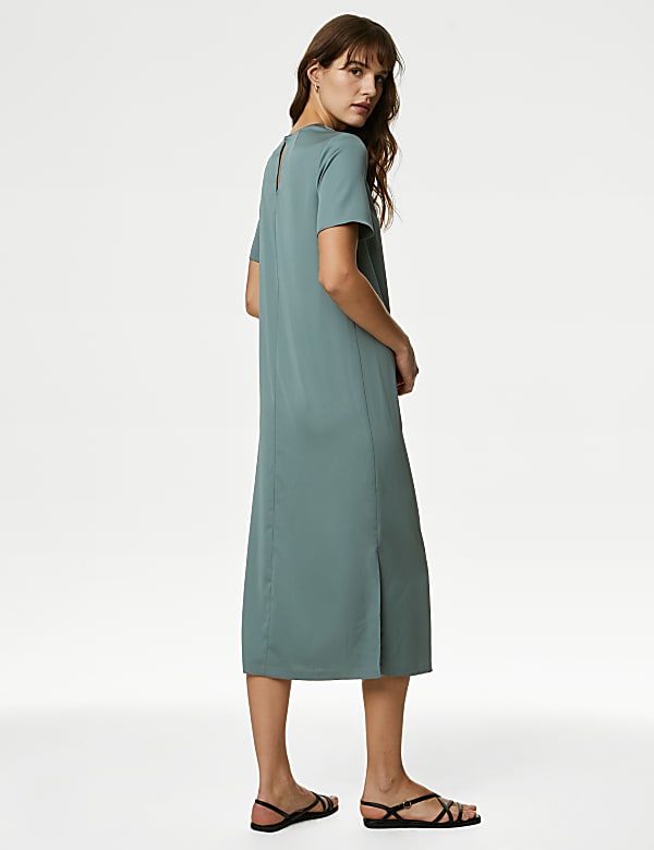 Satin Round Neck Midaxi Column Dress