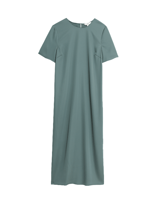 Satin Round Neck Midaxi Column Dress