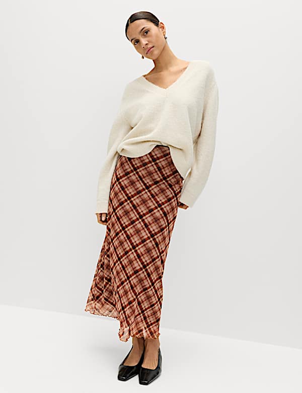 Checked Midaxi Pencil Skirt - RS