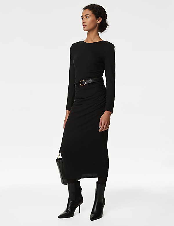 M&s black midi dress best sale