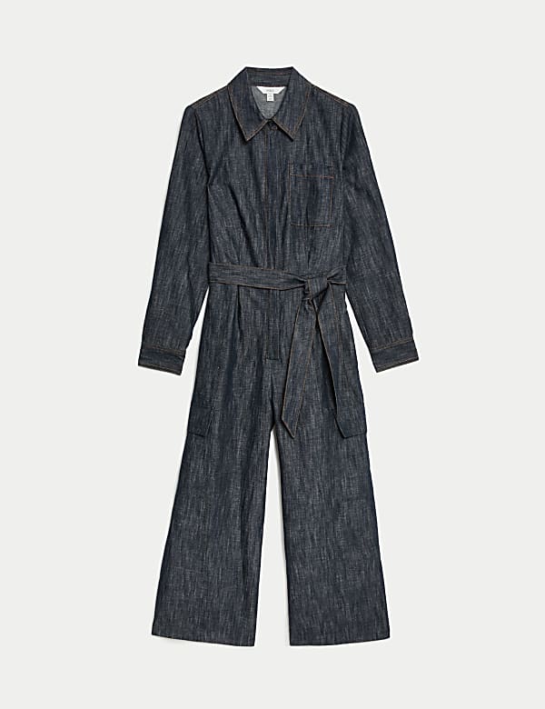 Denim Belted Ankle Grazer Jumpsuit - SK