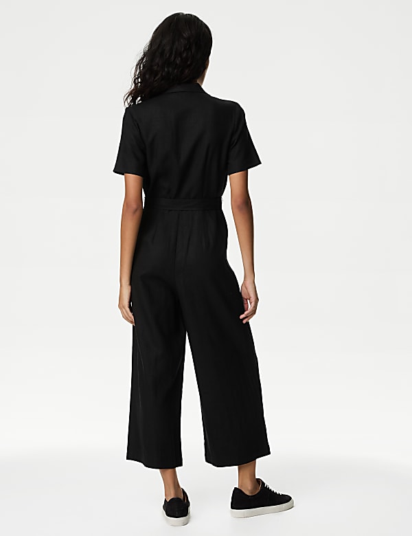 Buy Linen Blend Belted Utility Jumpsuit at Marks Spencer