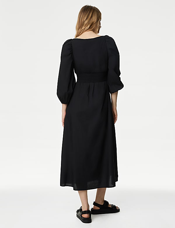 Pure Cotton Square Neck Midaxi Dress