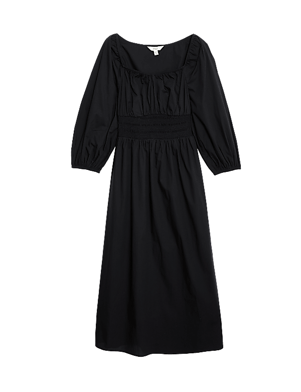 Pure Cotton Square Neck Midaxi Dress