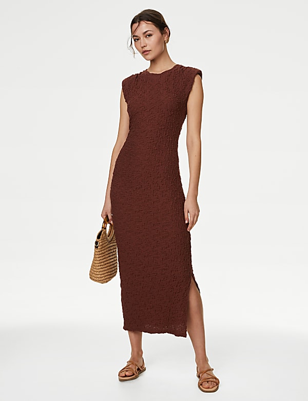 Cotton Rich Textured Midaxi Bodycon Dress