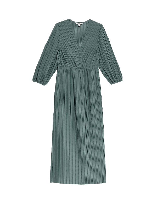 Buy Pleated V-Neck Midaxi Wrap Dress at Marks & Spencer
